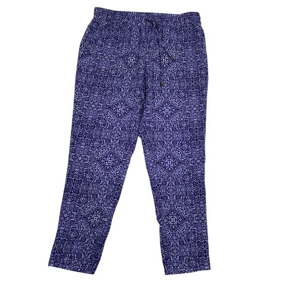 Coldwater Creek Purple Print Pull On Pants Size L - Picture 1 of 8
